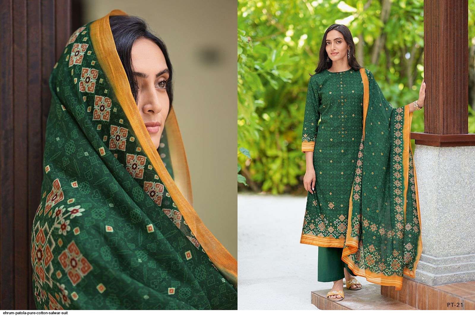 Women's Wear Dola Silk Patola and Foil Print Design Long Gown (Green) :  Amazon.in: Fashion