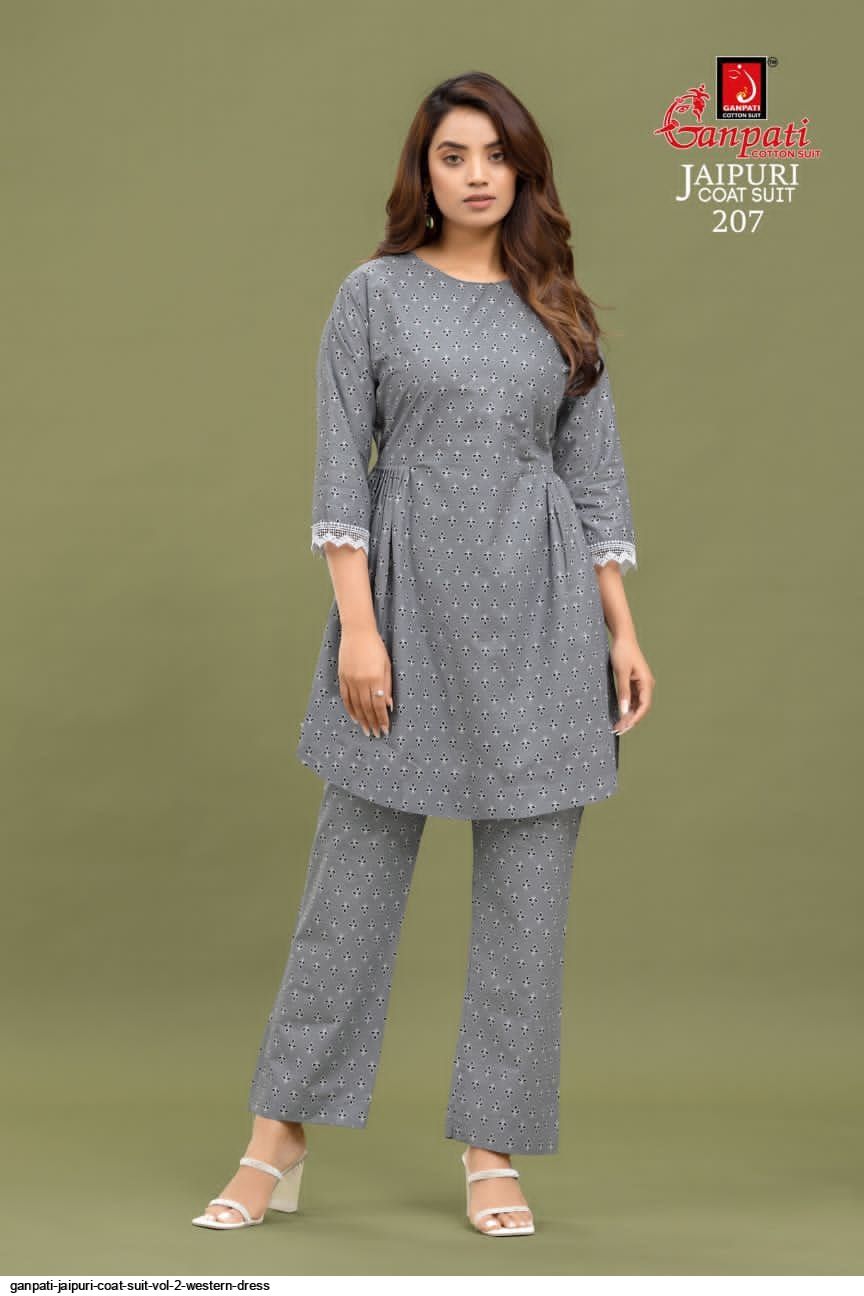 jaipuri coat suit vol-1 by ganpati cotton suit fancy designer cord set  catalogue design 2023