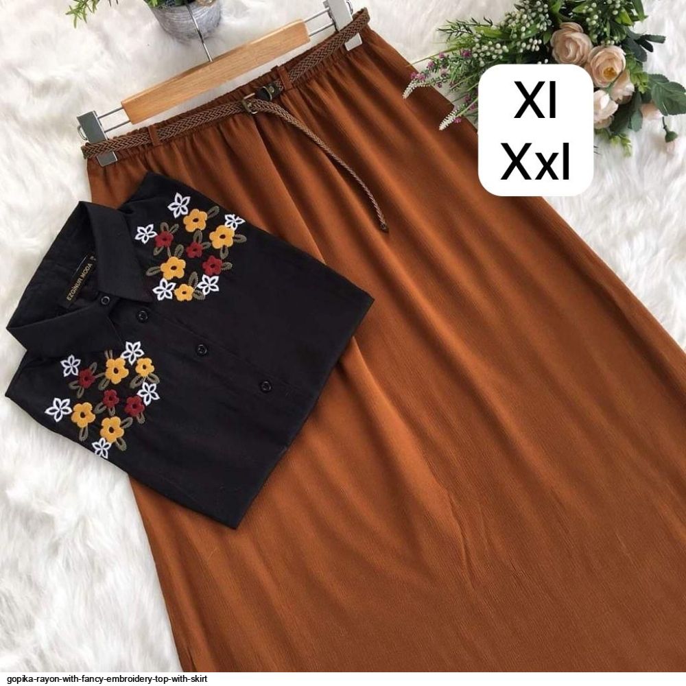 Buy ANNECA kids girls designer fancy reyon cotton top and Poly blend Long  skirt Ethnic top-bottom set at Amazon.in