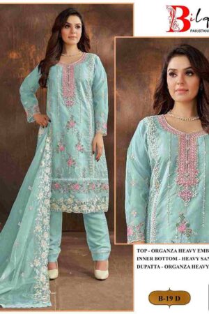 New Stunning 
Bilqis 19 Colours By Bilqis 19-A To 19-D Series Beautiful Pakistani Suits Stylish Fancy Colorful Party Wear & Occasional Wear Organza Embroidery Dresses At Wholesale Price