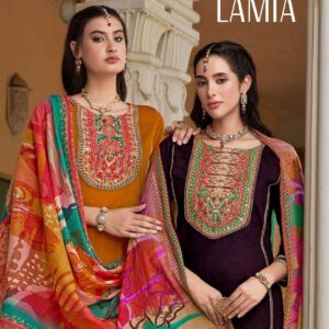 belliza designer lamia series 880001 to 880006 jam readymade plus size pakistani ladies suits in wholesale surat