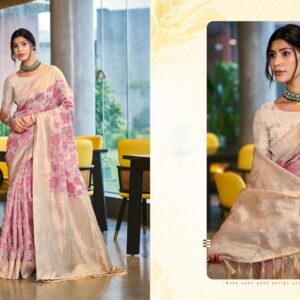 Bunawat Triveni Cotton-03 series 1001 to 1006 Sangam Prints Cotton Silk Woven Work Traditional Saree in wholesale surat