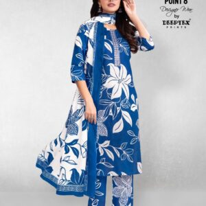 Deeptex Naya Andaaz Vol-13 series 1301 to 1310 Pure Cotton Printed With Embroidery Tie on Neck  Kurti Pant With Dupatta in wholesale surat