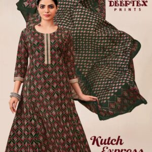 deeptex prints point 8 series 1001 to 1008 kutch express cotton a-line readymade big size plazzo suit in wholesale surat