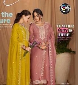 fourdots enoch series 5071 to 5074 traditional rose gold silk salwar kameez in wholesale surat