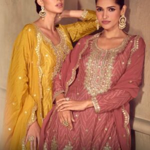 gulkayra designer sonika 7551 A to C real chinon designer readymade kurti plazo and dupatta in wholesale surat