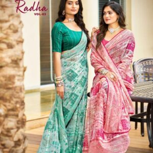 kashvi creation radha vol 3 series 301 to 308 major georgette unique colour saree in wholesale surat