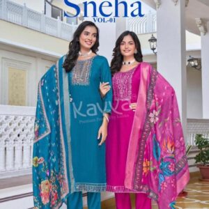 kavya sneha vol 1 series 1001 to 1010 viscose vetican readymade amazing suit in wholesale surat