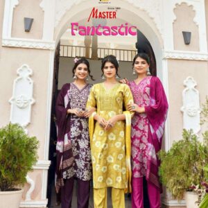 master fantastic series 1001 to 1008 vertican foil readymade casual suit in wholesale surat