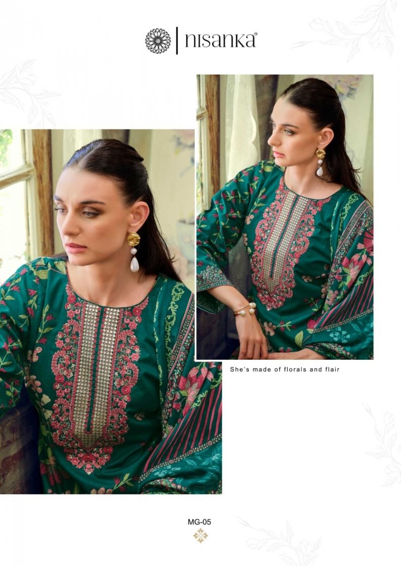 nisanka hermitage mughal series 01 to 06 lawn cotton pakistani readymade big size suit in wholesale surat - Image 12