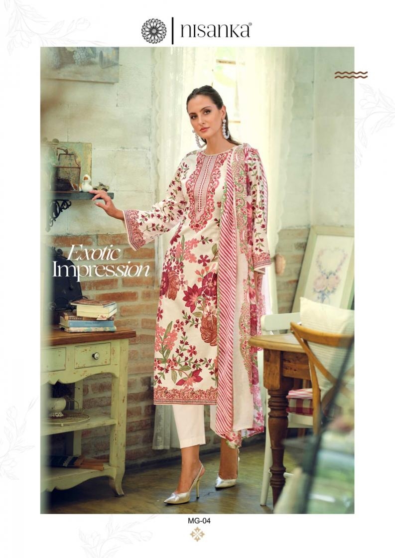 nisanka hermitage mughal series 01 to 06 lawn cotton pakistani readymade big size suit in wholesale surat - Image 15