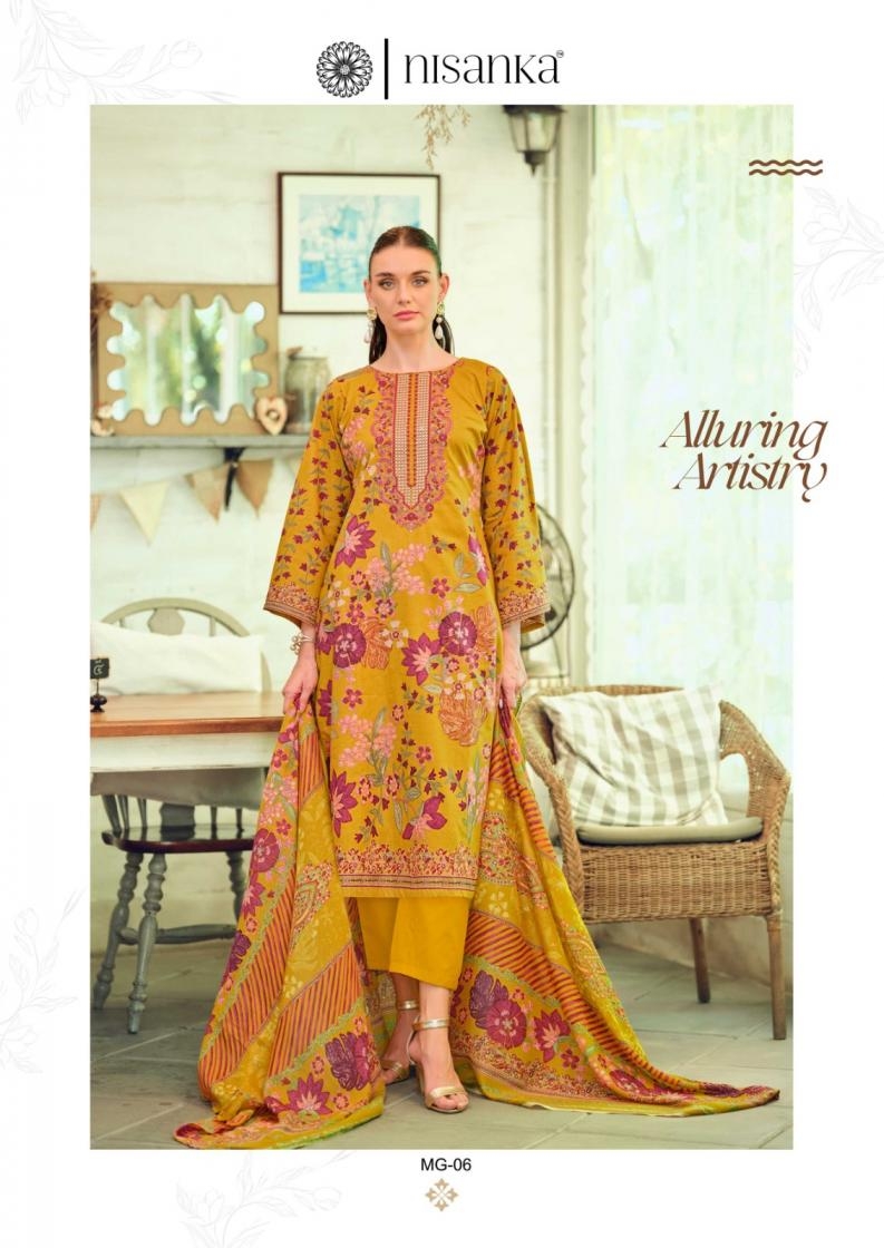 nisanka hermitage mughal series 01 to 06 lawn cotton pakistani readymade big size suit in wholesale surat - Image 16