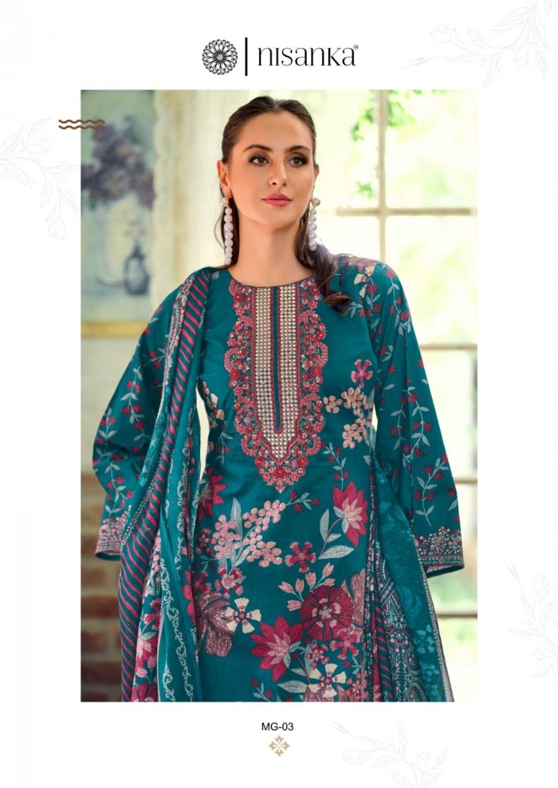nisanka hermitage mughal series 01 to 06 lawn cotton pakistani readymade big size suit in wholesale surat - Image 17