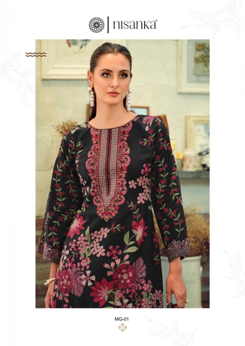 nisanka hermitage mughal series 01 to 06 lawn cotton pakistani readymade big size suit in wholesale surat - Image 18