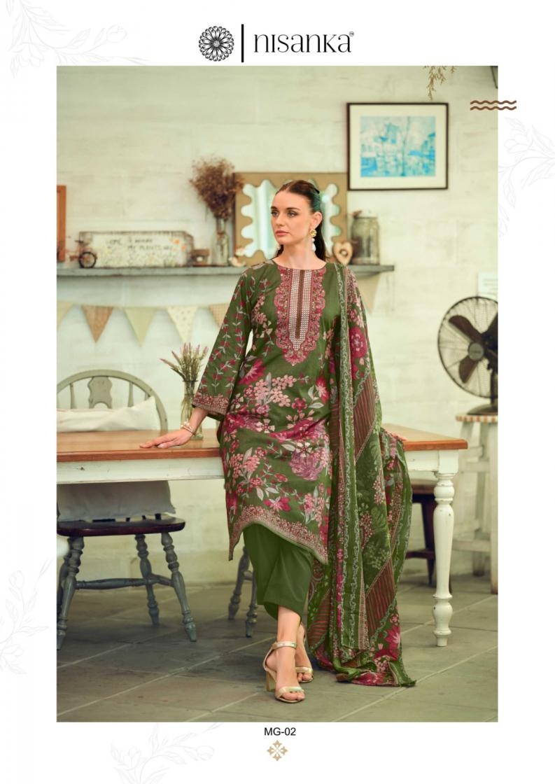 nisanka hermitage mughal series 01 to 06 lawn cotton pakistani readymade big size suit in wholesale surat - Image 19