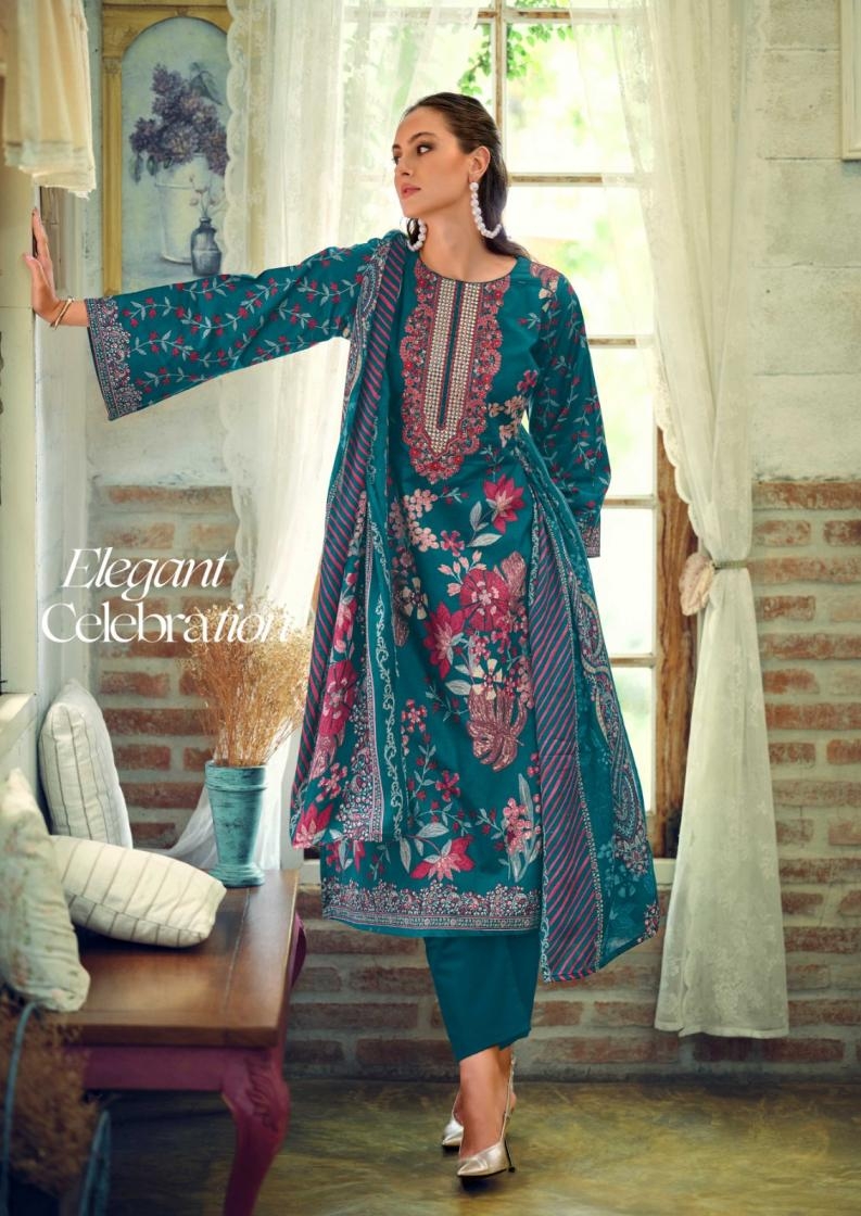 nisanka hermitage mughal series 01 to 06 lawn cotton pakistani readymade big size suit in wholesale surat - Image 3