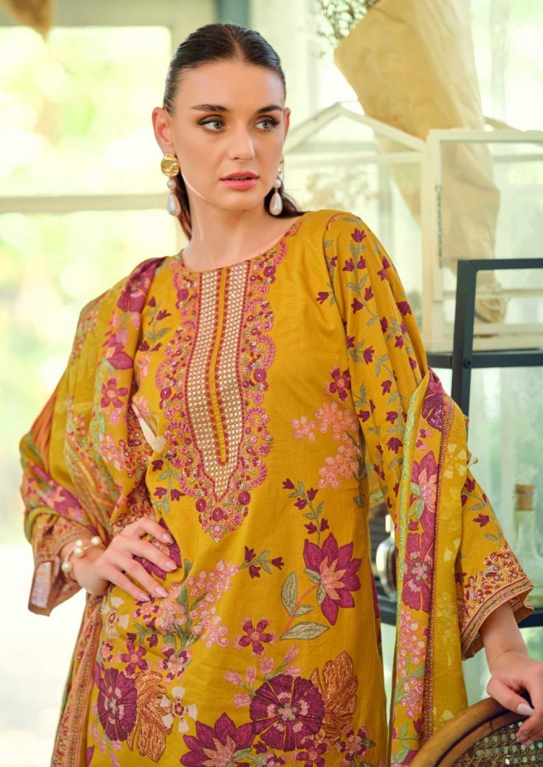 nisanka hermitage mughal series 01 to 06 lawn cotton pakistani readymade big size suit in wholesale surat - Image 5