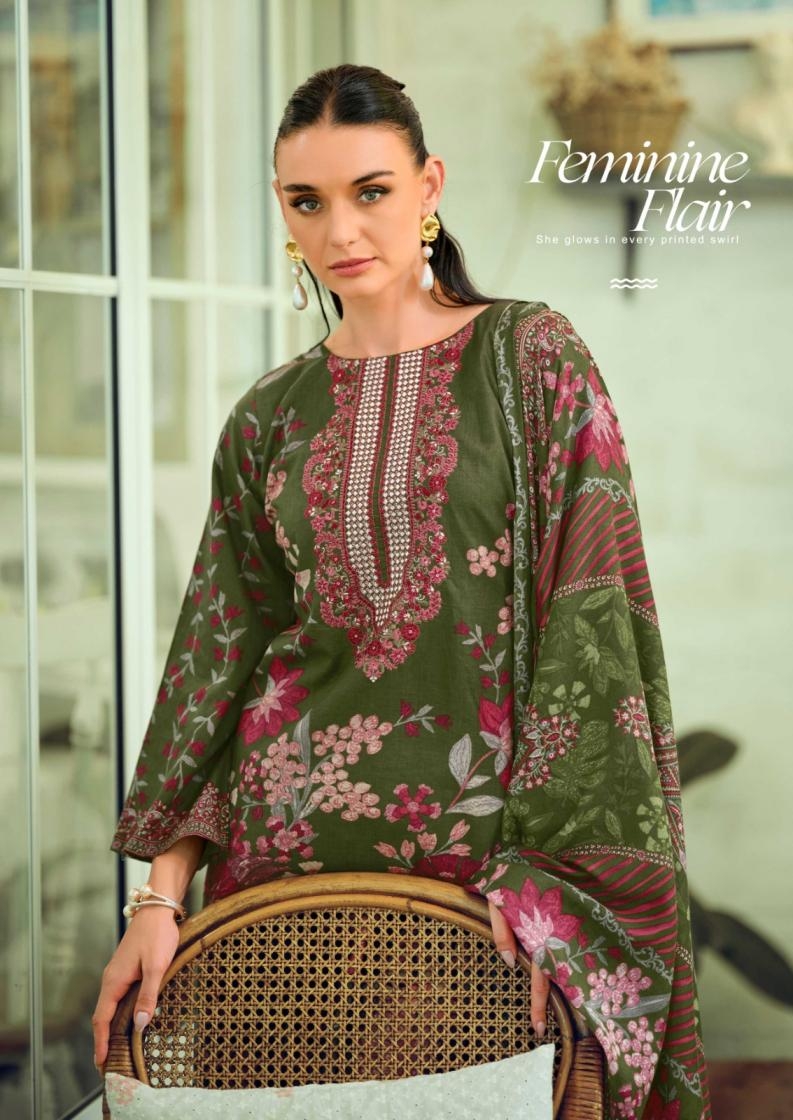 nisanka hermitage mughal series 01 to 06 lawn cotton pakistani readymade big size suit in wholesale surat - Image 6