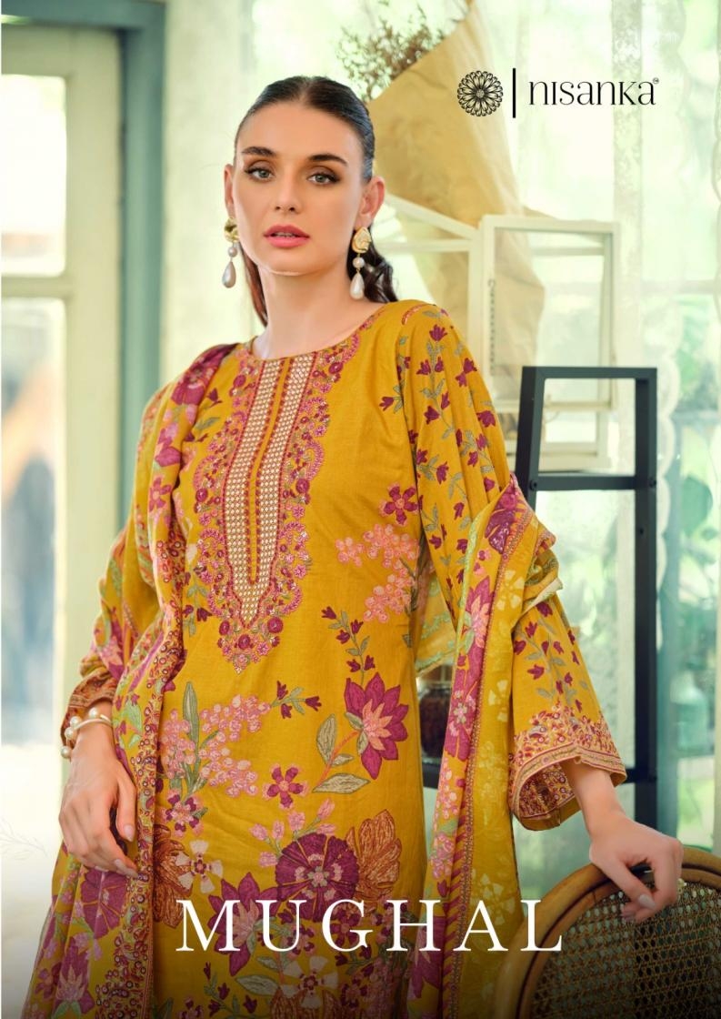 nisanka hermitage mughal series 01 to 06 lawn cotton pakistani readymade big size suit in wholesale surat - Image 7