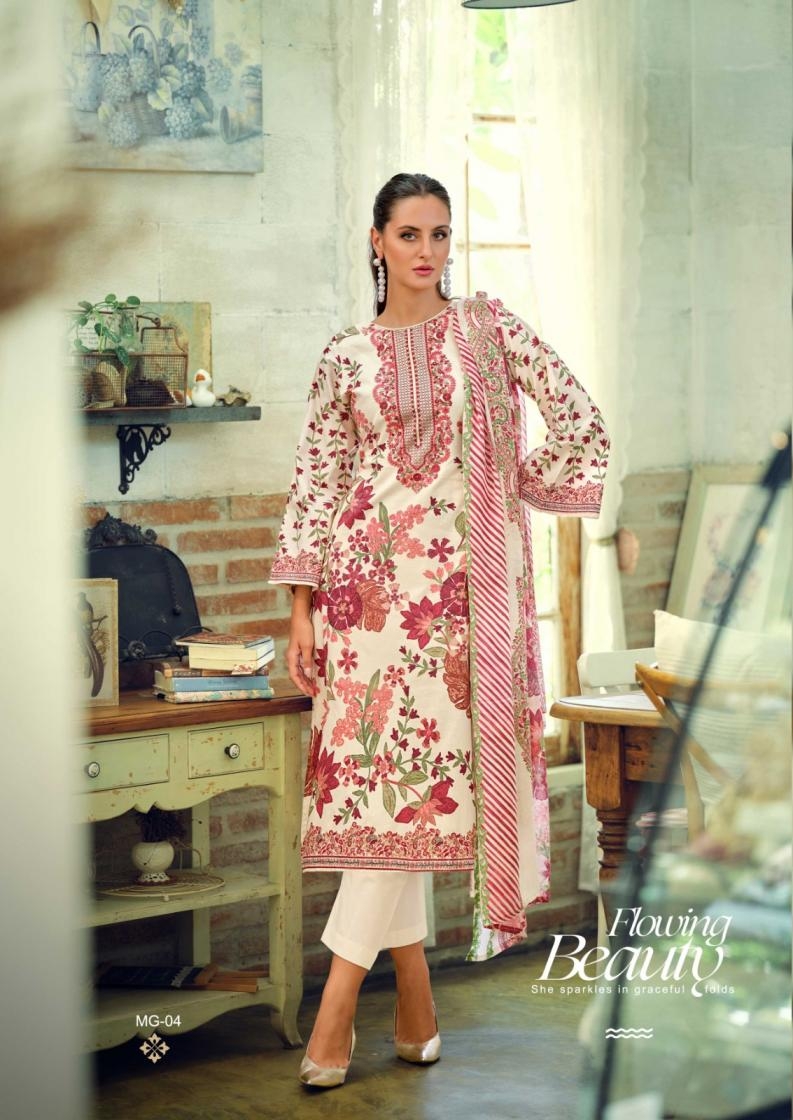 nisanka hermitage mughal series 01 to 06 lawn cotton pakistani readymade big size suit in wholesale surat - Image 8