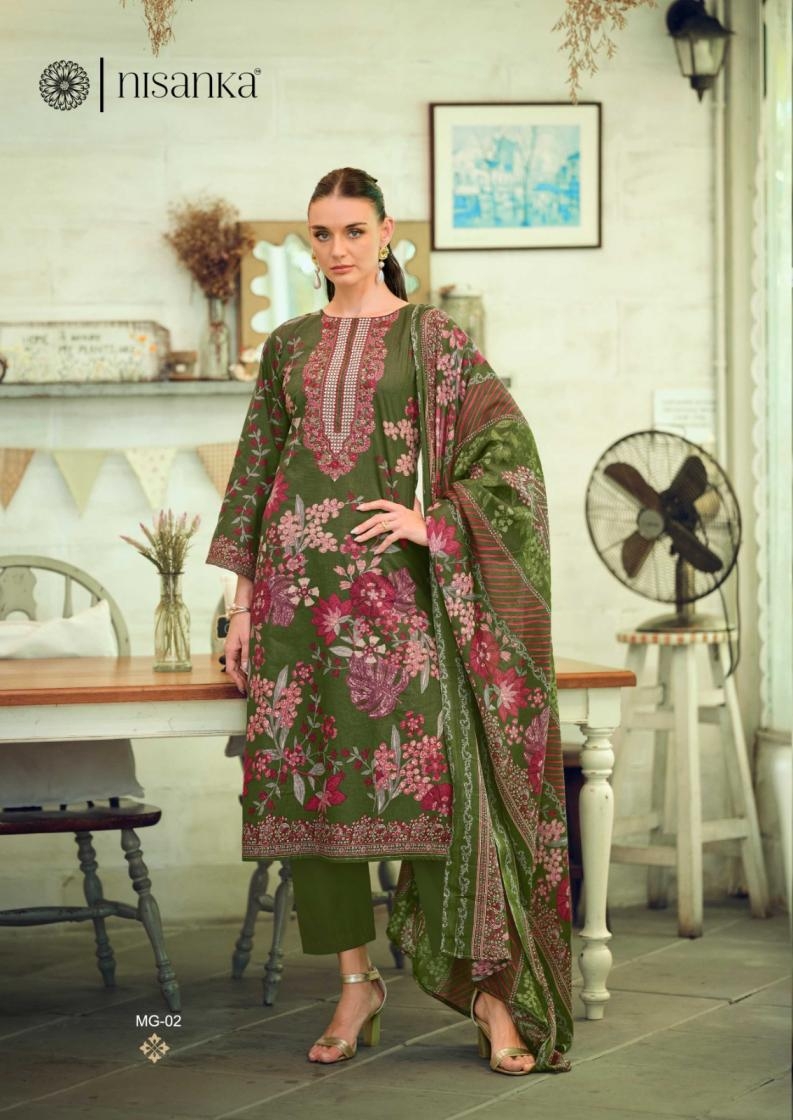 nisanka hermitage mughal series 01 to 06 lawn cotton pakistani readymade big size suit in wholesale surat - Image 10
