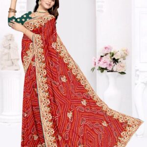 pr clothing georgette hit design bandhani with blouse in wholesale surat