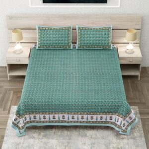 pr clothing jaipuri king size cotton readymade double bedsheets 2 pillow cover in wholesale surat