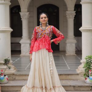 pr clothing ka 5044 attractive look readymade navratri kora cotton lehenga in wholesale surat