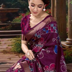 pr clothing kc 566 cotton crape bagru butterfly trendy saree in wholesale surat