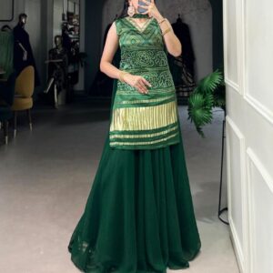 pr clothing nnk3012 gaji silk readymade classic plazzo kurti with dupatta in wholesale surat