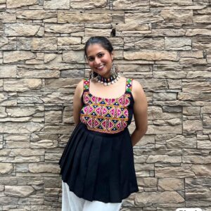 pr clothing pankhudi vol 3 rayon gamthi & mirror work readymade navratri tops in wholesale surat