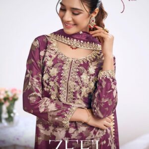 radha trendz zeel sereies 5041 to 5044 chinon exclusive readymade kurti plazzo with dupatta in wholesale surat