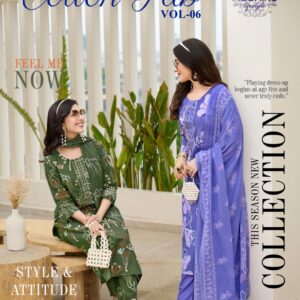 radhika lifestyle cotton fab vol 6 series 6001 to 6008 cotton print readymade big size suit in wholesale surat