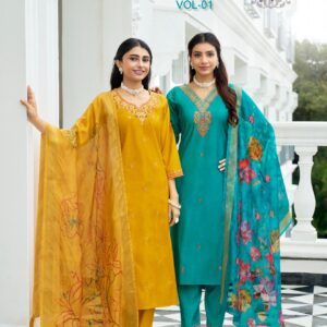 radhika lifestyle suhani vol 1 series 1001 to 1006 roman silk readymade big size salwar kameez in wholesale surat