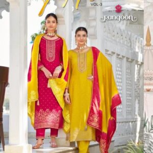 rangoon aditi vol 3 series 7041 to 7044 readymade viscose jacquard unique suit in wholesale surat
