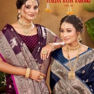 Saroj Italian silk saroski vol.5 series 1001 to 1006 satin silk saree in wholesale surat