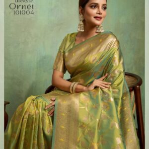 sethnic lifestyle ornet series 101001 TO 101010 dual tone banarasi silk traditional saree in wholesale surat