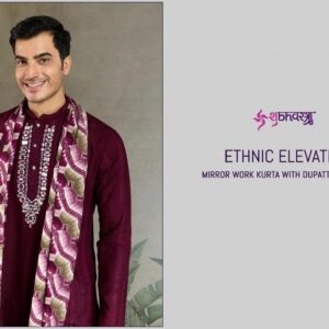 shubhvastra ethnic elevated series 61291 to 61294 readymade viscose mens kurta with dupatta in wholesale surat