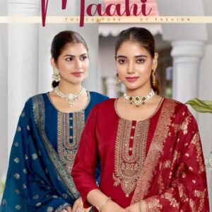 tips & tops maahi series 101 to 106 viscose roman silk readymade plus size ladies suits in wholesale surat