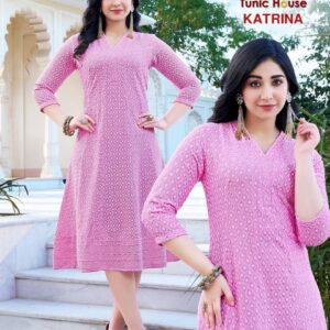 TUNIC HOUSE KATRINA series 1001-1010 CHIKAN WORK ANARKALI KURTI