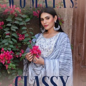 womaya classy work story cotton readymade stylish combo suit in wholesale surat