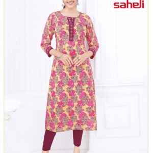 Aarvi Saheli Vol-17 series 7517 ton7540 Heavy Cambric Cotton Printed Straight Kurtis in wholeslae surat