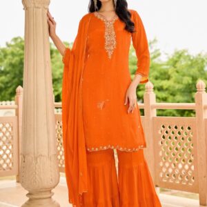 anju fab cl 1911 readymade chinon chiffon stylish combo plazzo salwar kameez in wholesale surat