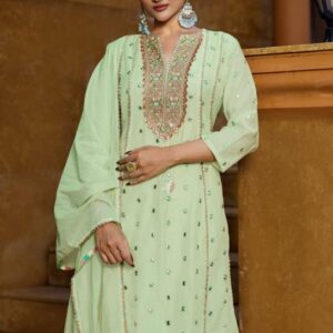 anju fab nd 9420 readymade mul chanderi combo party wear suit in wholesale surat