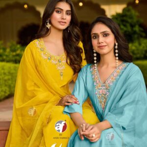 Anju Fabrics Mayra Vol 7series 4261 to 4266 Modal Silk Readymade suit in wholesale surat