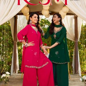 Anju Fabrics Rasm Vol 7 series 4181 to 4185 pure chinon chiffon Divider Palazzo style suit in wholesale surat