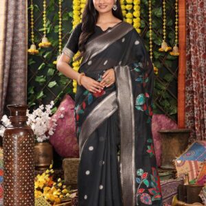 Astita fancy AVYUKTA designer series 1001 to 1003 linen Cotton fabric saree with latkan in wholesale surat