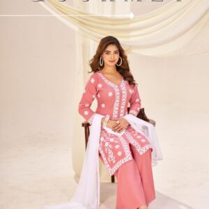 blue hills gourmet series 1001 to 1005 rayon readymade classic plus size plazzo kurti dupatta in wholesale surat