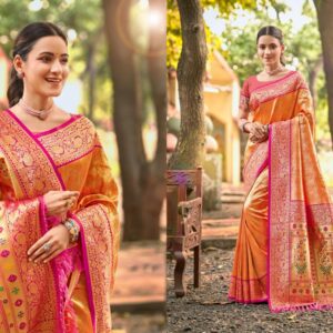 Bunawat Devyani SIlk-06 series 1001 to 1006 Sangam Prints Kanjivaram Silk Woven Work Traditional Saree in wholesale surat