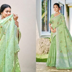 Bunawat Feeling series 1001 to 1006 Sangam Prints Linen Woven Work Traditional Saree in wholesale surat